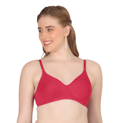 Pooja Ragenee Moulded Non Padded Smooth Cotton Lycra Bra MQ3050 Magenta