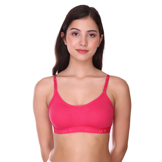 Pooja Ragenee Cotton Moulded Sports bra for Girls Magenta