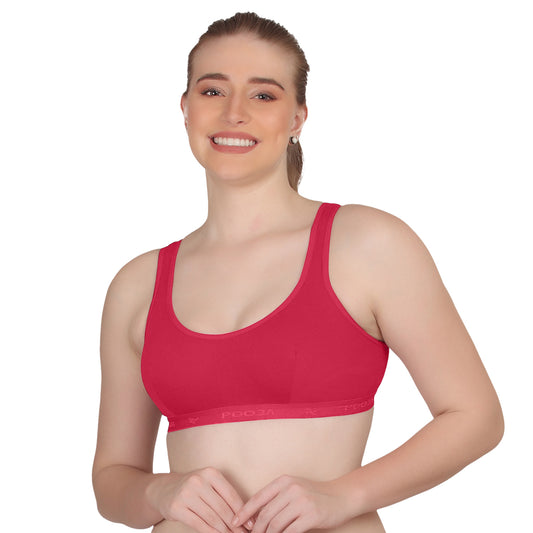 POOJA RAGENEE T-Shirt Bra Fitness & comfortable Smooth Fabric Sports Bra SQ1034 Magenta