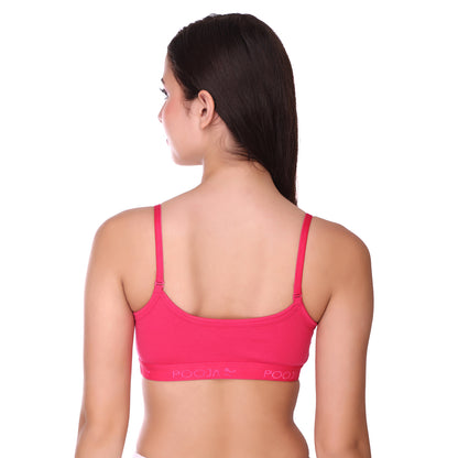 Pooja Ragenee Cotton Moulded Sports bra for Girls Magenta