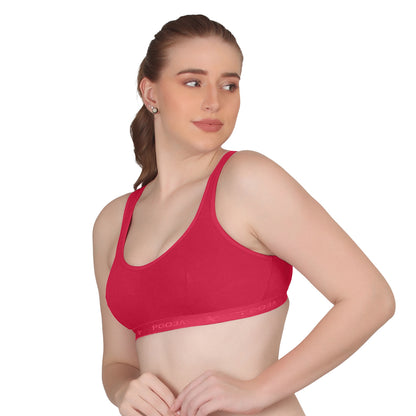 POOJA RAGENEE T-Shirt Bra Fitness & comfortable Smooth Fabric Sports Bra SQ1034 Magenta