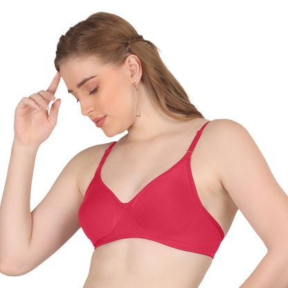 Pooja Ragenee Moulded Non Padded Smooth Cotton Lycra Bra MQ3050 Magenta