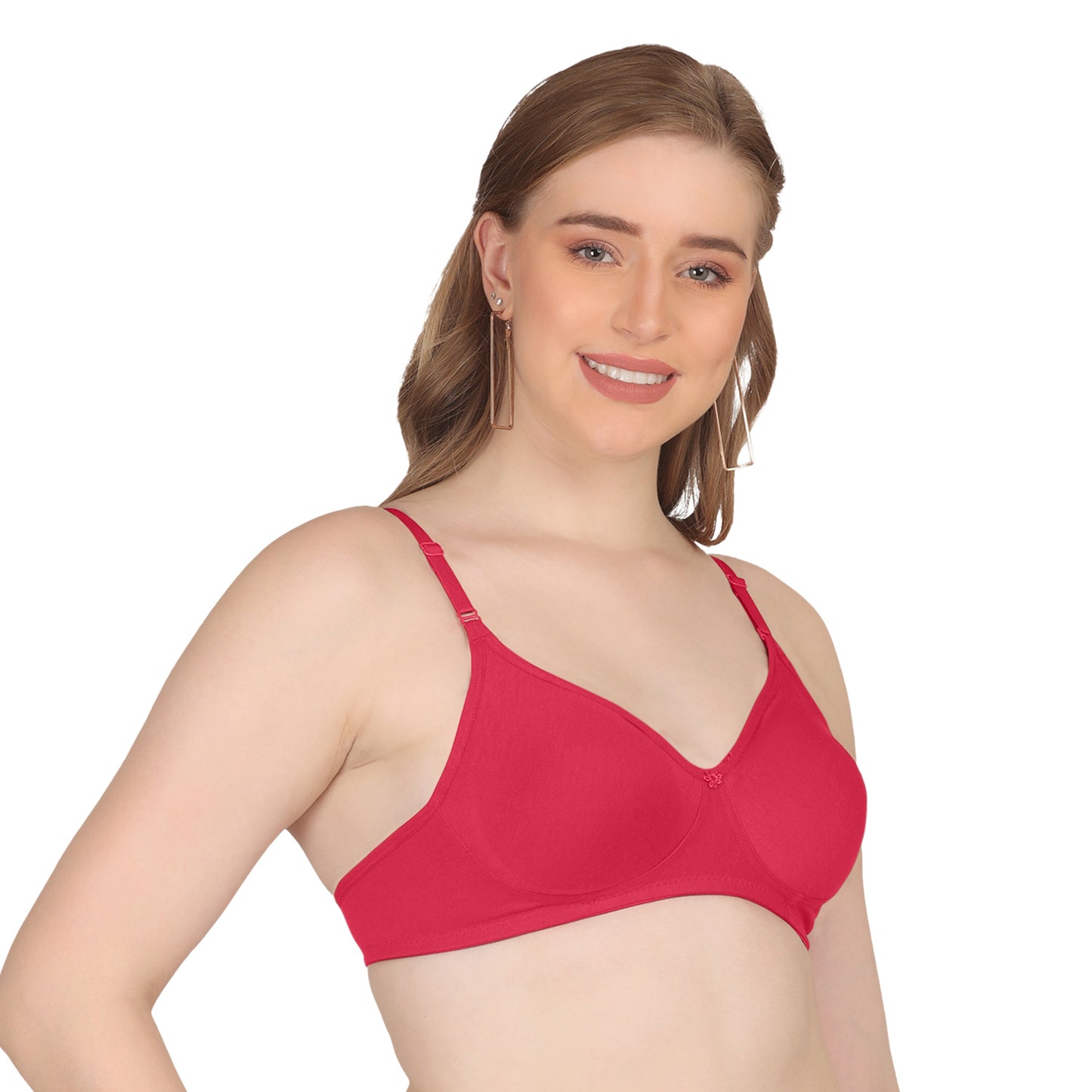 Pooja Ragenee Moulded Non Padded Smooth Cotton Lycra Bra MQ3050 Magenta