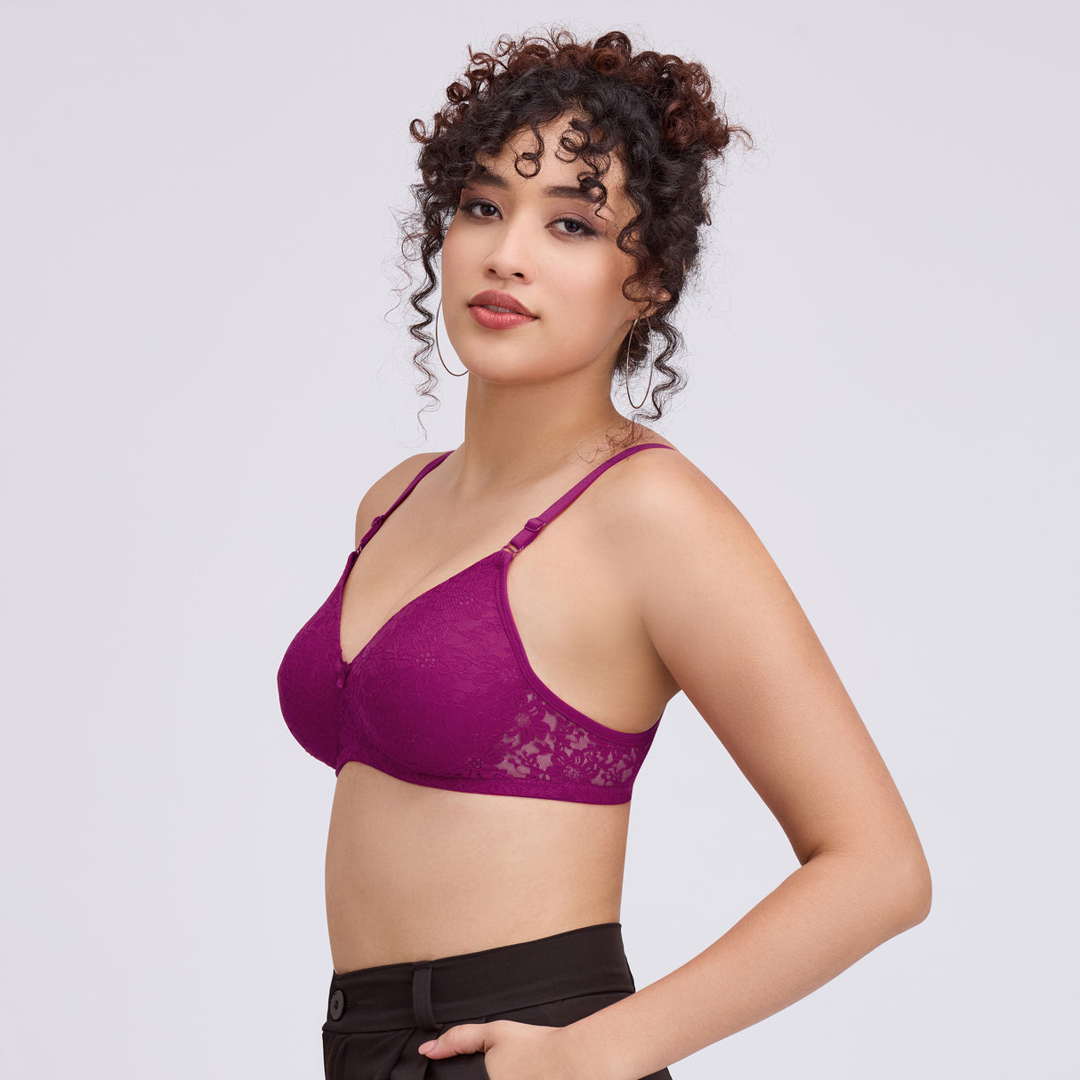 Net Padded Bra for Women|Comfortable Support|Stylish Lace Design FQ8010