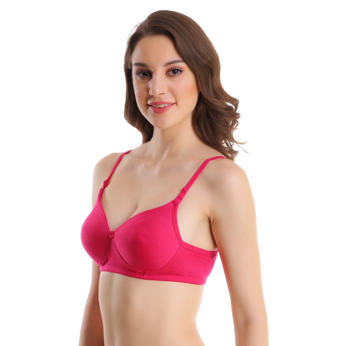 Pooja Ragenee Womens Full Coverage Padded Mould Cotton Bra FQ8005 Dark Pink-Magenta