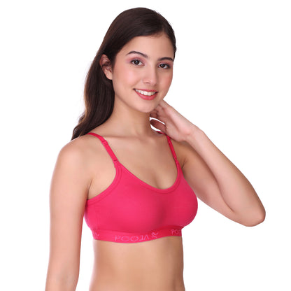 Pooja Ragenee Cotton Moulded Sports bra for Girls Magenta