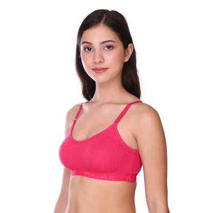 Pooja Ragenee Cotton Moulded Sports bra for Girls Magenta