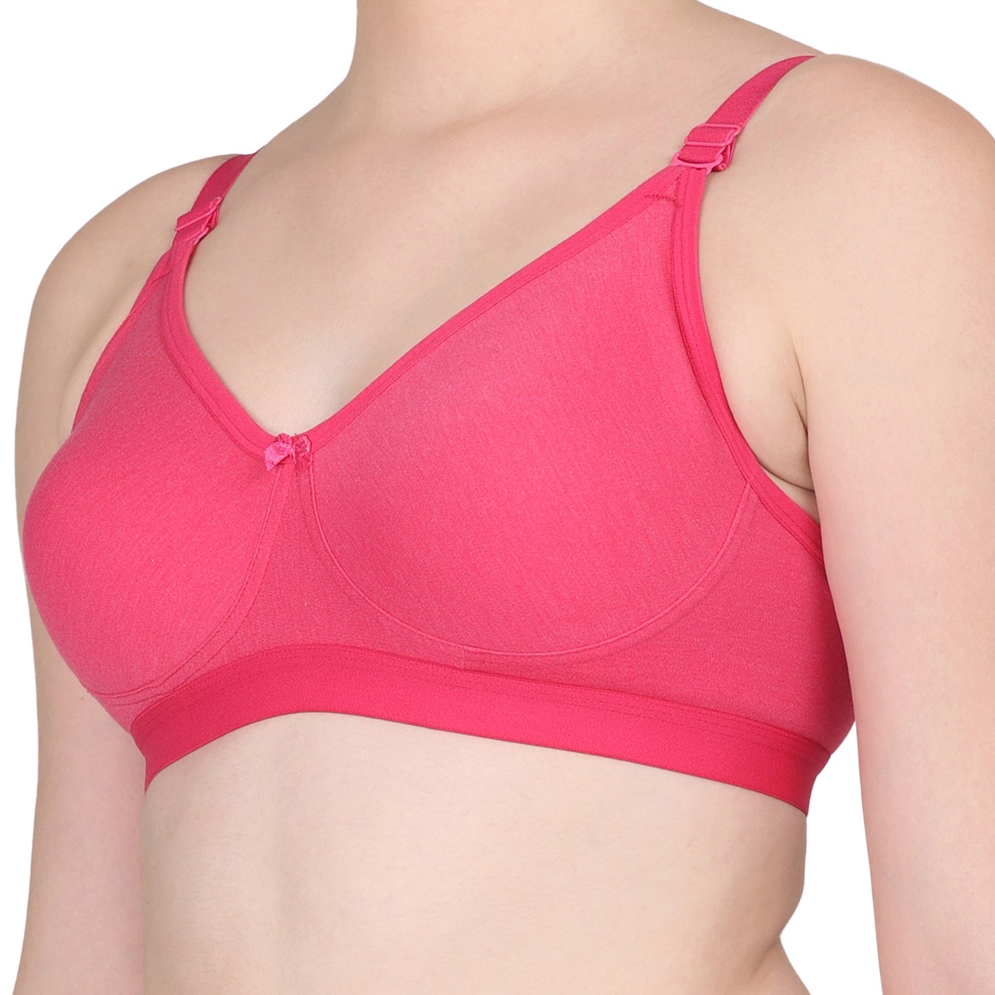 Pooja Ragenee Moulded Non Padded Smooth Cotton Lycra Bra MQ3049 Magenta