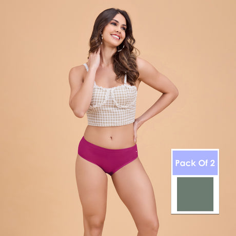 Women’s Plain Hipster Panty –Soft Cotton, Comfort & Everyday Fit PQ5042-2PC