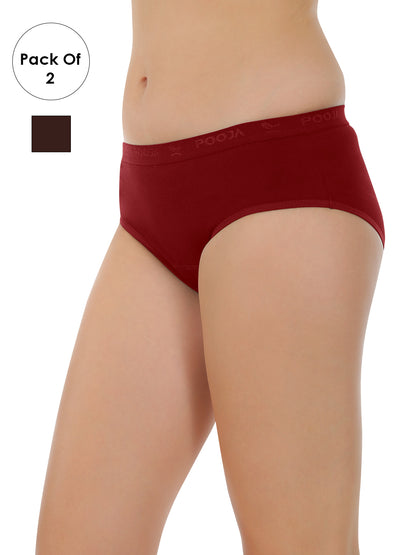 POOJA RAGENEE Women's Regular Pure Cotton Panty PQ5032 Maroon-Brown