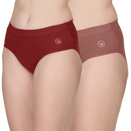 POOJA RAGENEE Women's Regular Cotton Lycra Panty PQ5023 Maroon-Rust