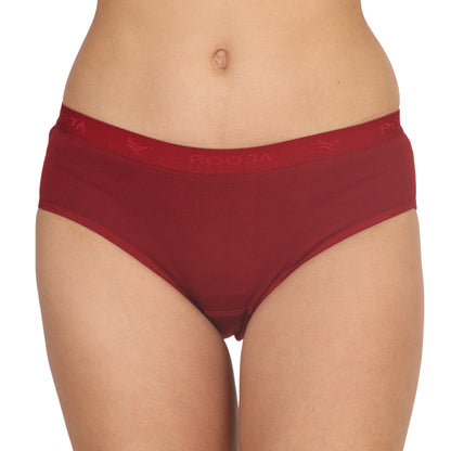 POOJA RAGENEE Women's Regular Pure Cotton Panty PQ5022 Maroon