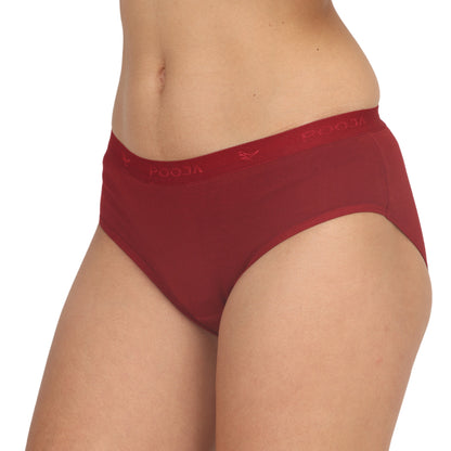 POOJA RAGENEE Women's Regular Pure Cotton Panty PQ5022 Maroon