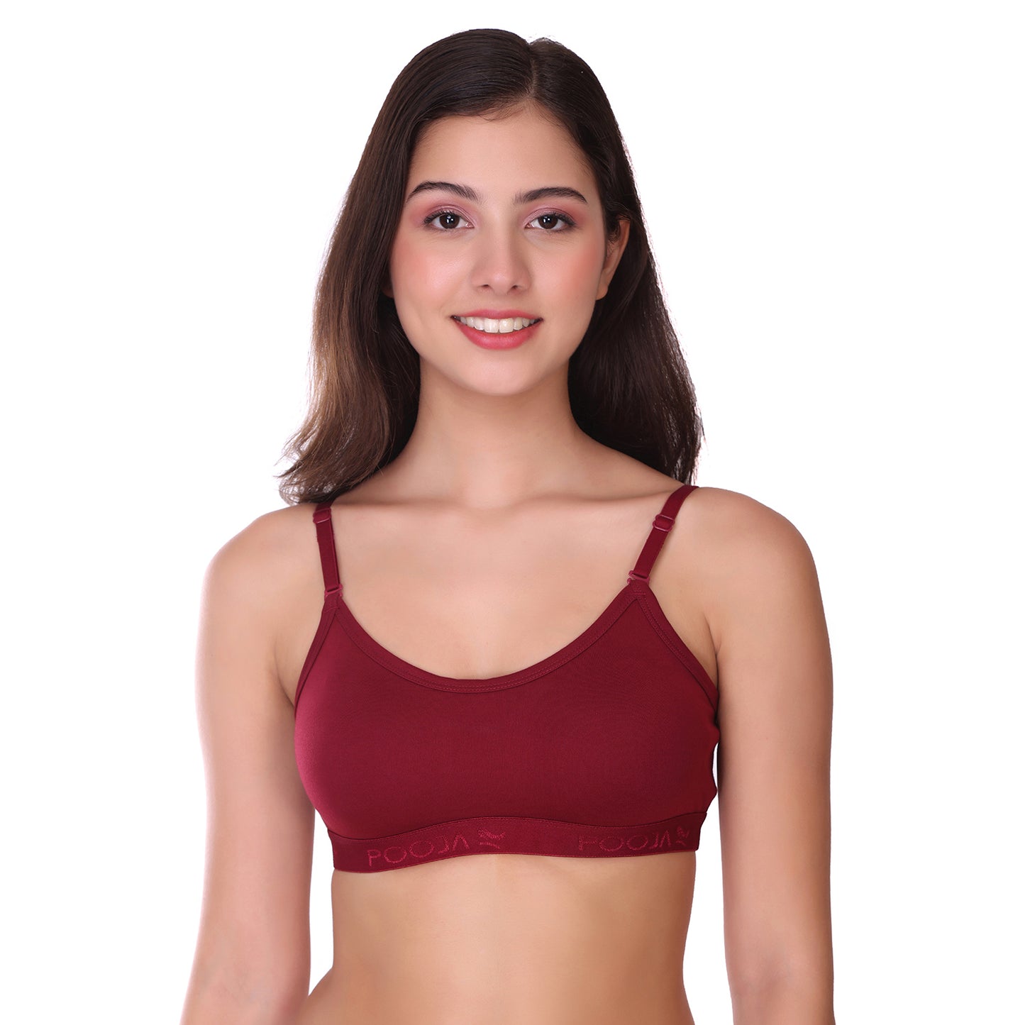 Pooja Ragenee Cotton Moulded Sports bra for Girls Maroon