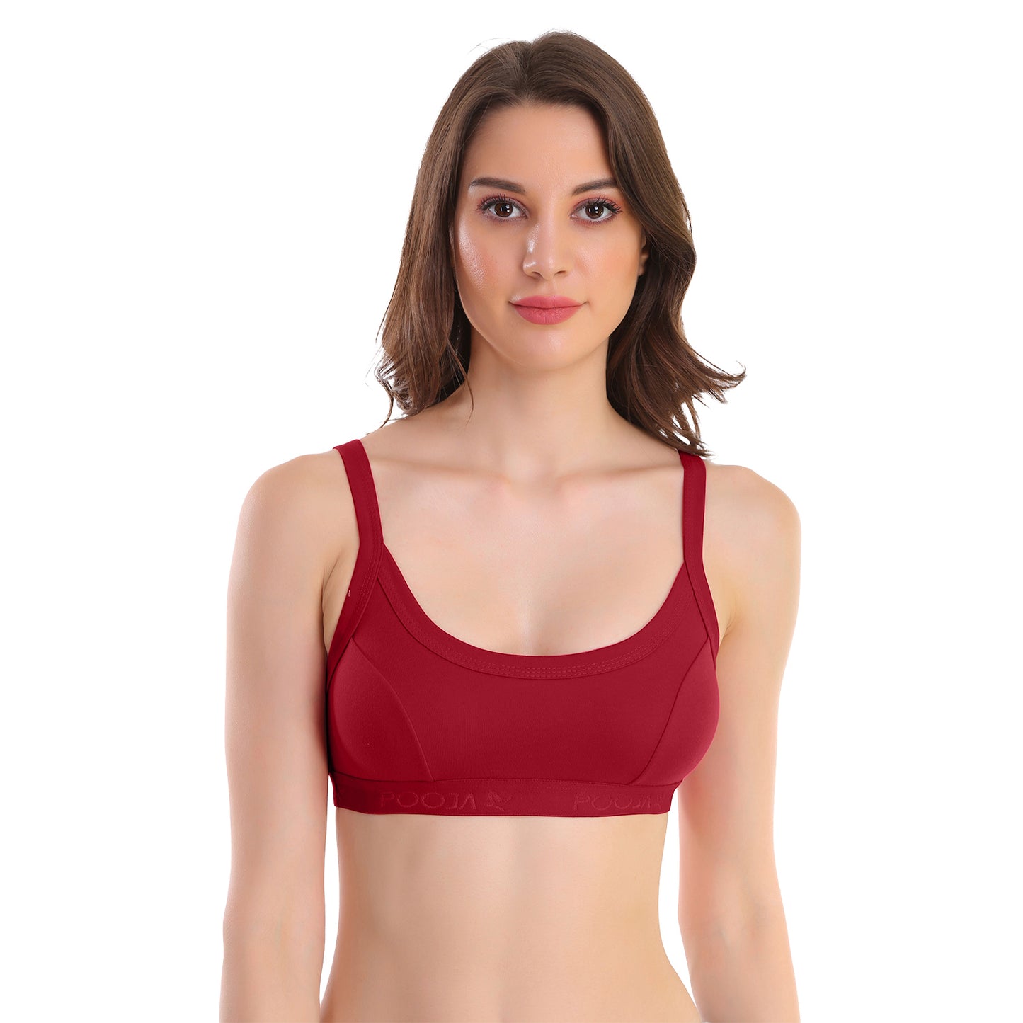 Pooja Ragenee Pure Cotton Sports bra for Womens Maroon