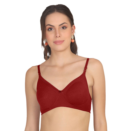 POOJA RAGENEE Moulded Non Padded Smooth Cotton Bra MQ3051 Maroon