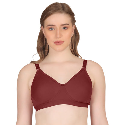 POOJA RAGENEE Seamless Moulded Non Padded Free Wired Comfortable Bra MQ3053 Maroon