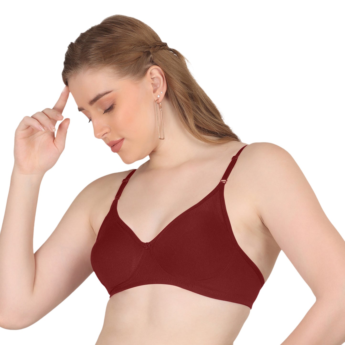 Pooja Ragenee Moulded Non Padded Smooth Cotton Lycra Bra MQ3050 Maroon