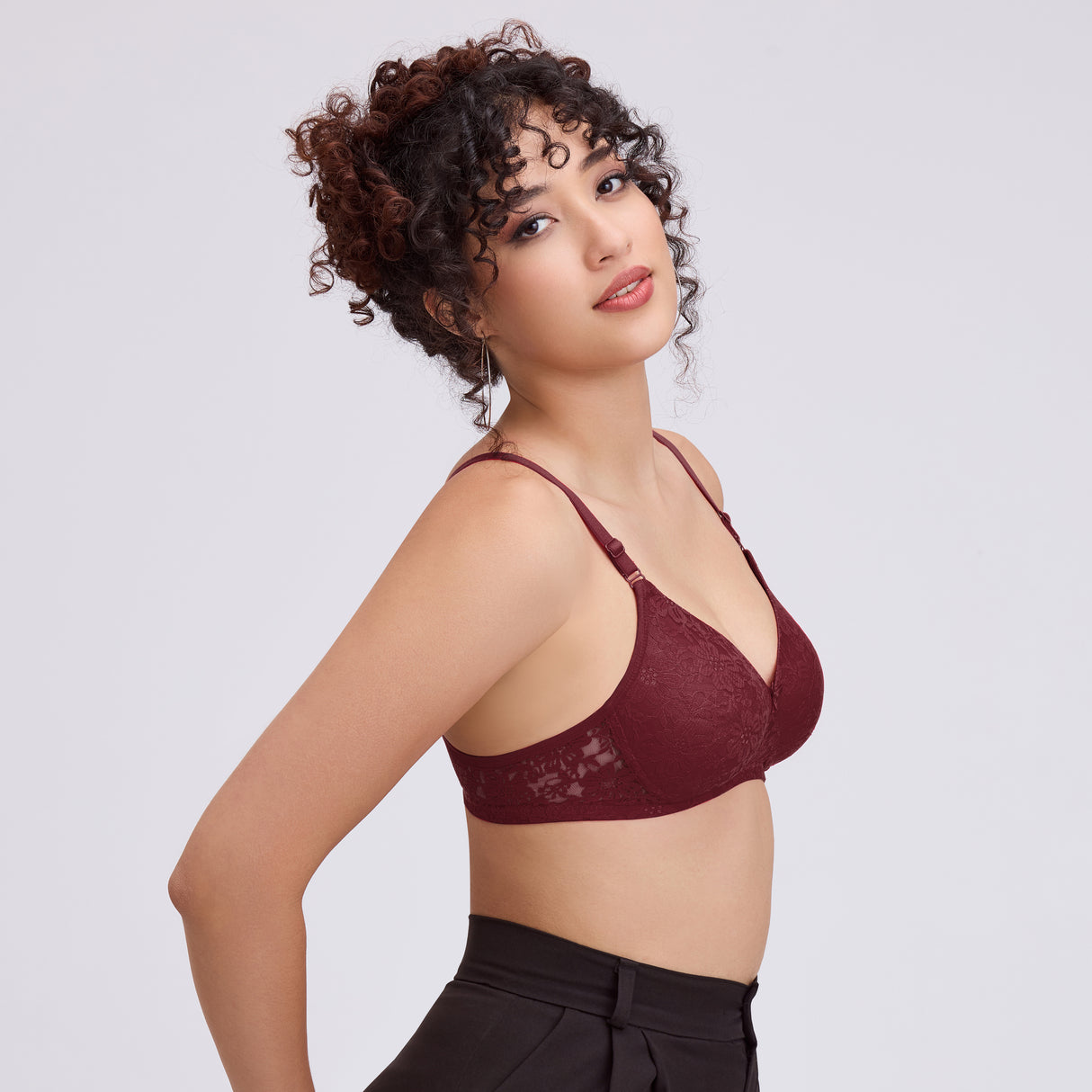 Net Padded Bra for Women|Comfortable Support|Stylish Lace Design FQ8010