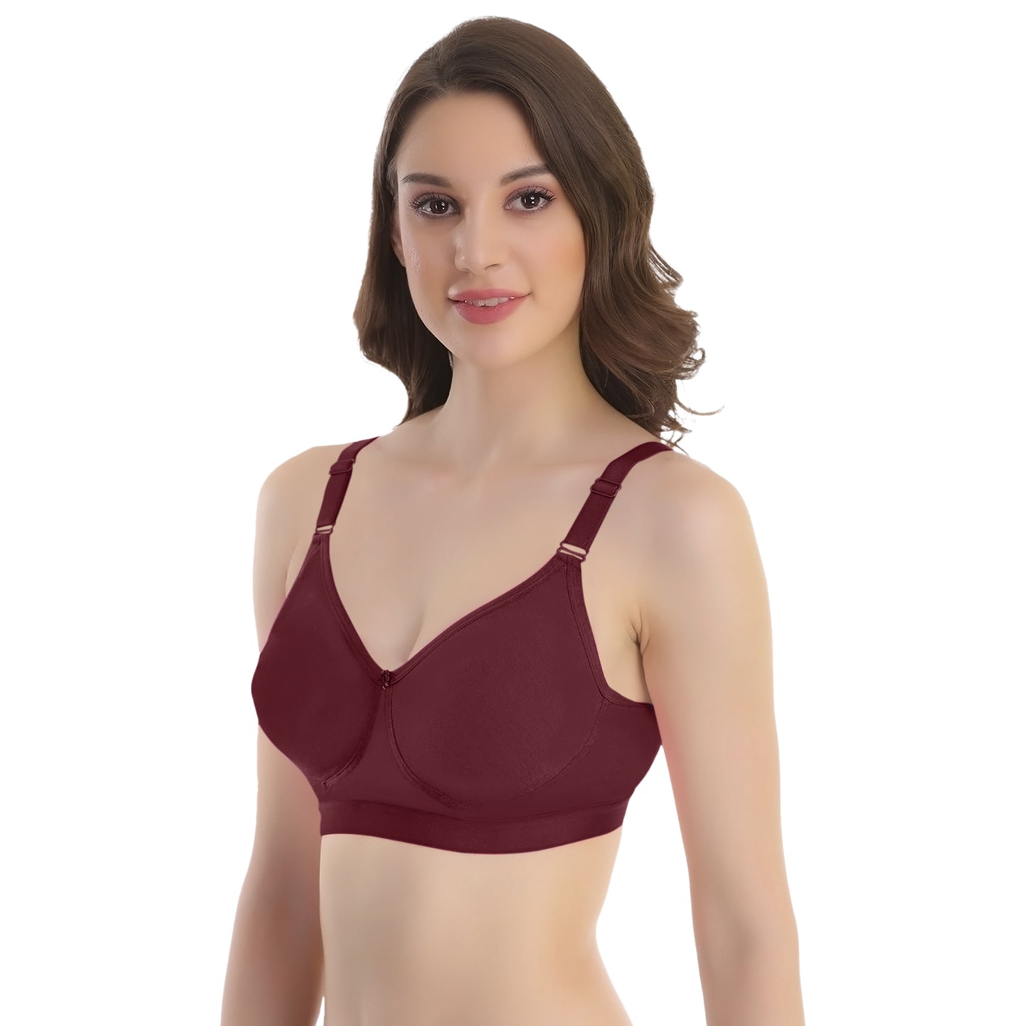 POOJA RAGENEE Seamless Moulded Non Padded Free Wired Comfortable Bra MQ3053D Maroon