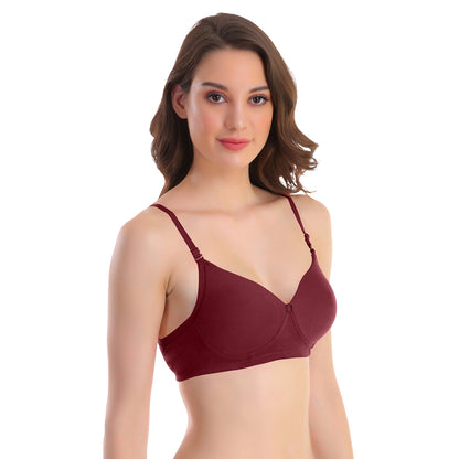 Pooja Ragenee Womens Full Coverage Padded Mould Cotton Bra FQ8005 Magenta-Maroon-Navy Blue