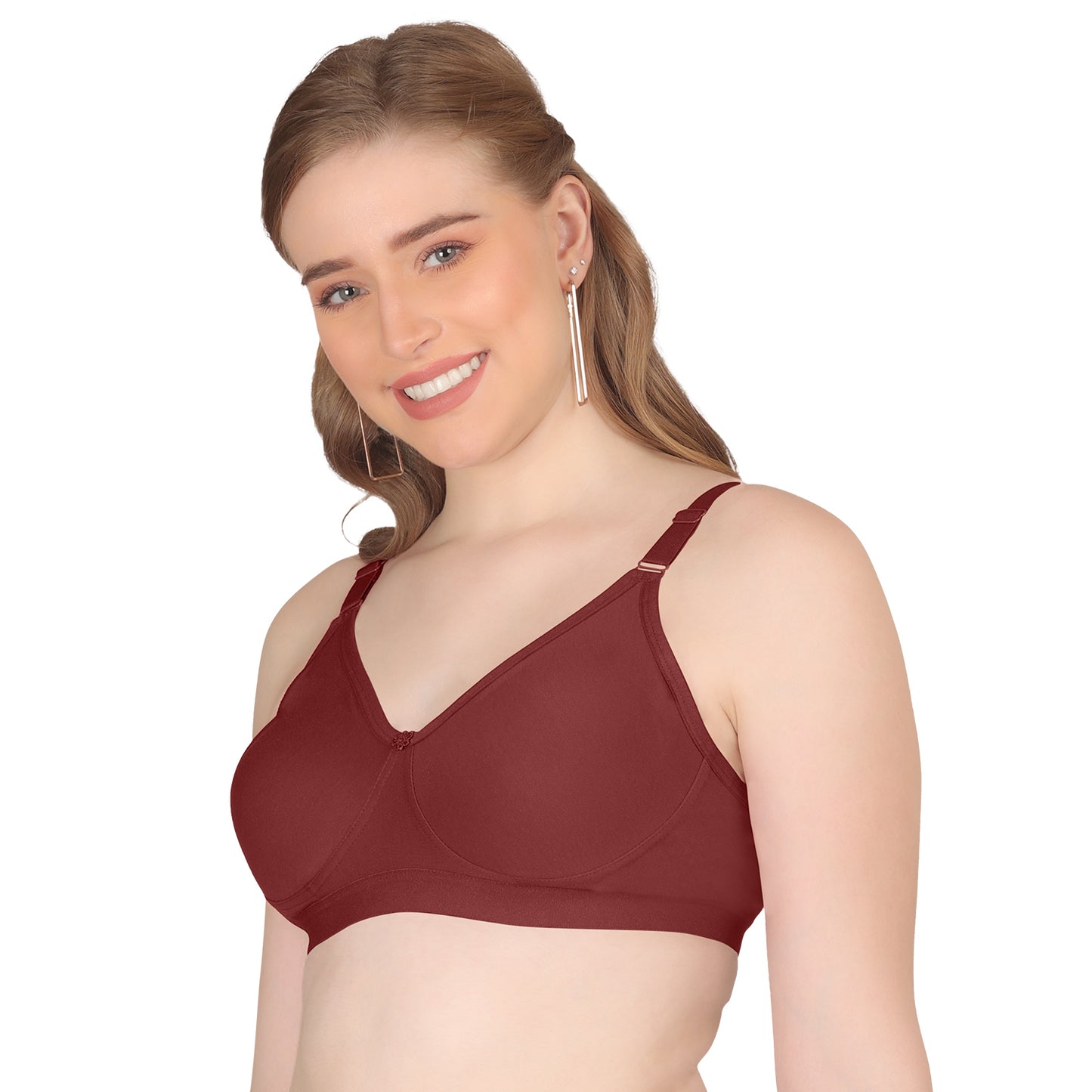 POOJA RAGENEE Seamless Moulded Non Padded Free Wired Comfortable Bra MQ3053 Maroon