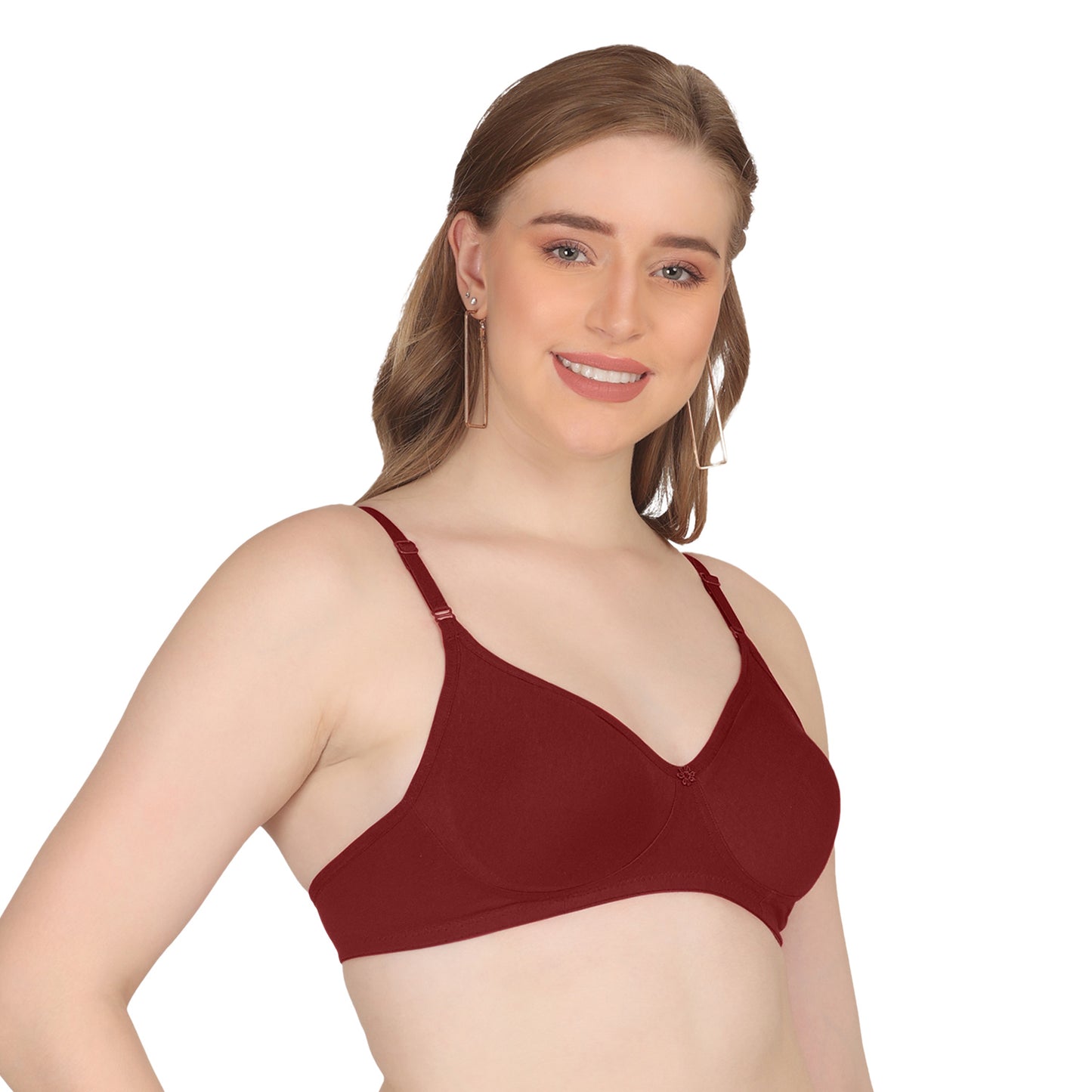 Pooja Ragenee Moulded Non Padded Smooth Cotton Lycra Bra MQ3050 Maroon