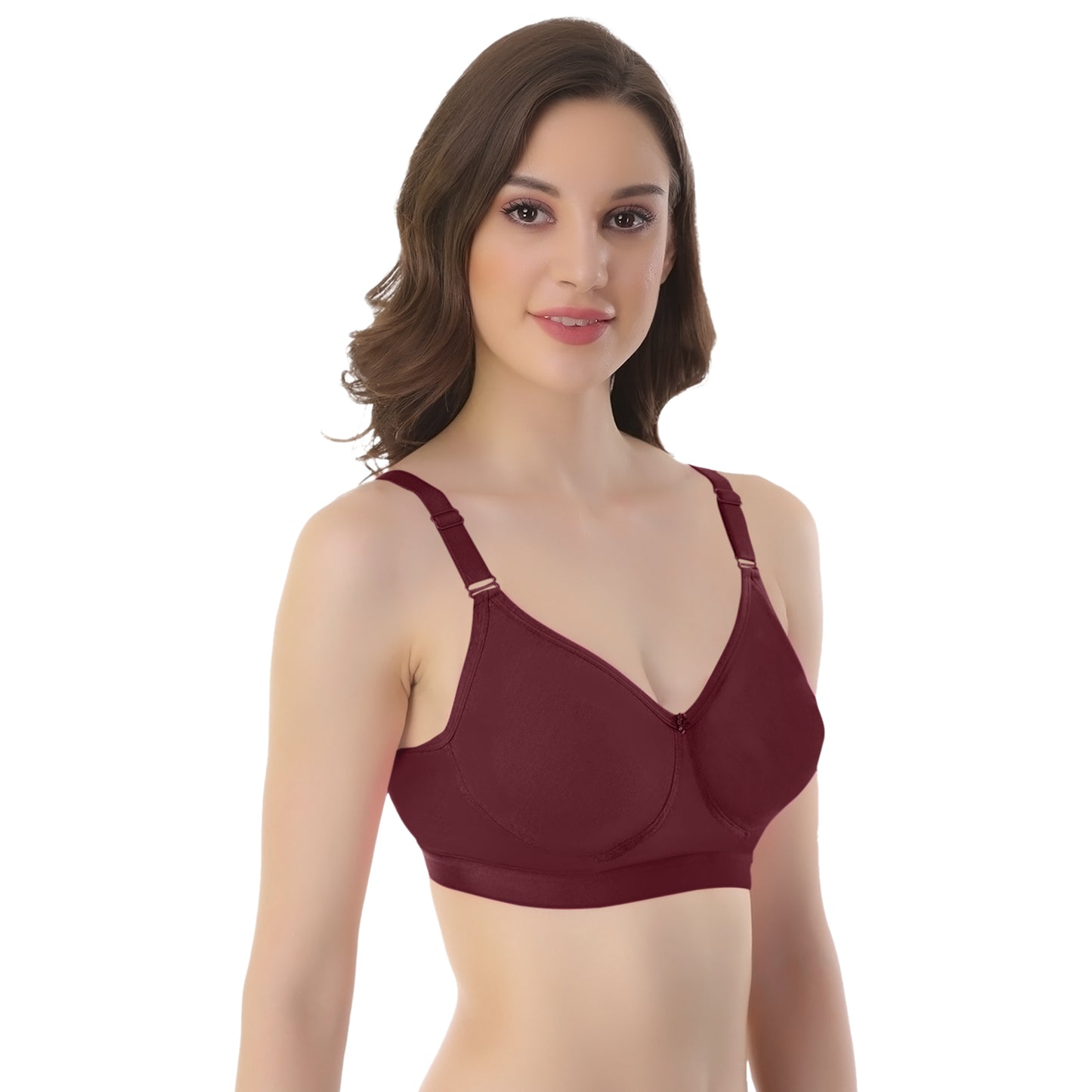 POOJA RAGENEE Seamless Moulded Non Padded Free Wired Comfortable Bra MQ3053D Maroon