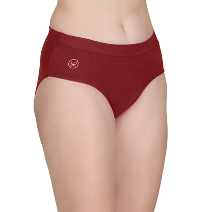 POOJA RAGENEE Women's Regular Cotton Lycra Panty PQ5023 Maroon-Rust-Wine