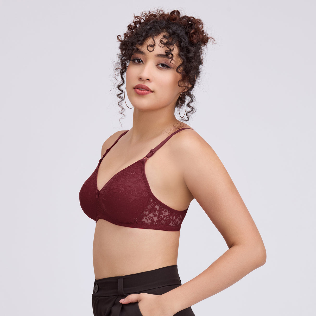Net Padded Bra for Women|Comfortable Support|Stylish Lace Design FQ8010