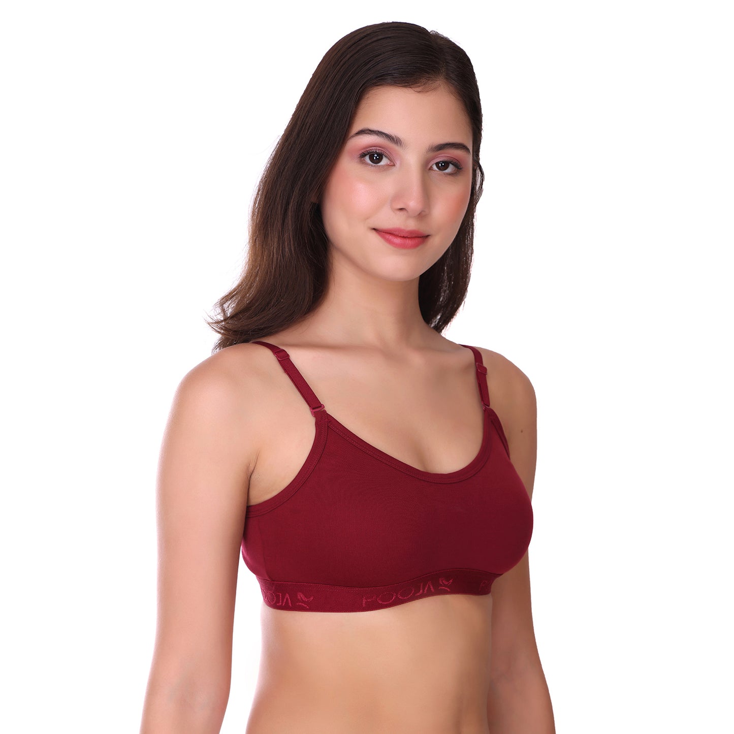 Pooja Ragenee Cotton Moulded Sports bra for Girls Maroon