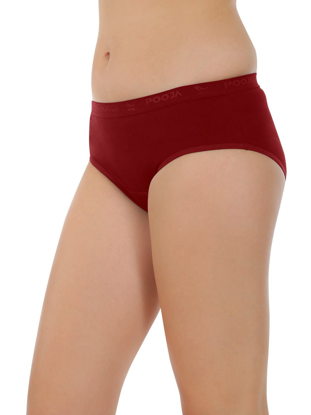 POOJA RAGENEE Women's Regular Pure Cotton Panty PQ5032 Black-Maroon