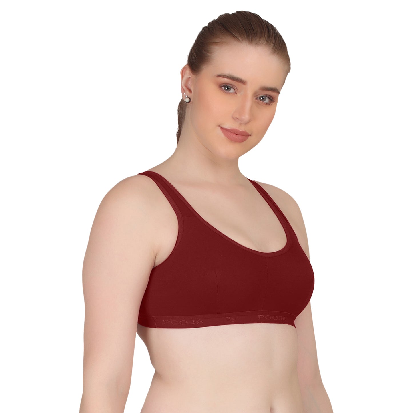 POOJA RAGENEE T-Shirt Bra Fitness & comfortable Smooth Fabric Sports Bra SQ1034 Maroon