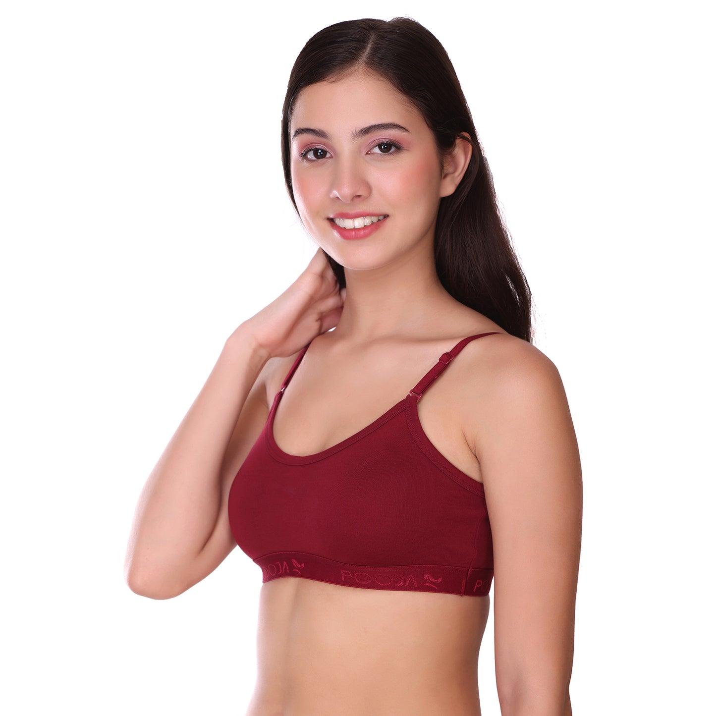 Pooja Ragenee Cotton Moulded Sports bra for Girls Maroon