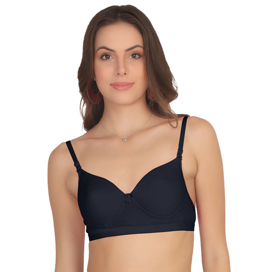 POOJA RAGENEE T-Shirt Moulded Double Layer Cup Non Padded Seamless Bra MQ3054 Navy Blue