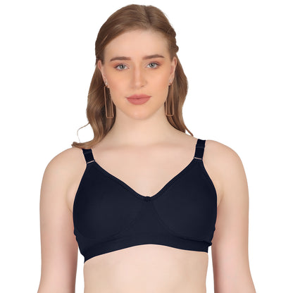 POOJA RAGENEE Seamless Moulded Non Padded Free Wired Comfortable Bra MQ3053 Navy Blue