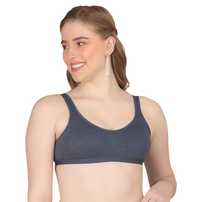 POOJA RAGENEE T-Shirt Bra Fitness & comfortable Cotton Sports BraSQ1036 Navy Blue