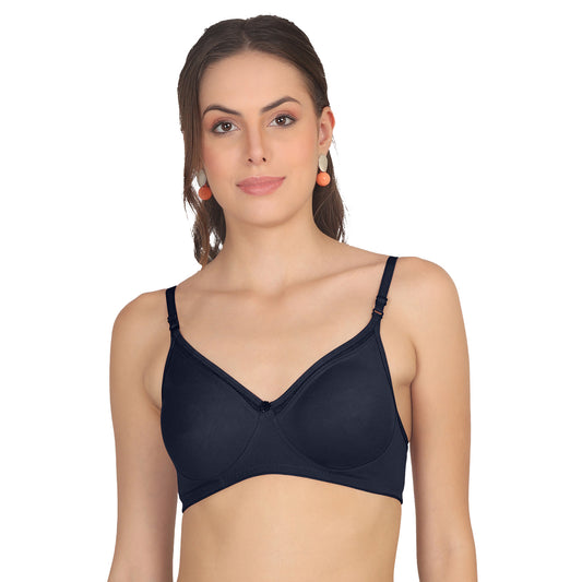 POOJA RAGENEE Moulded Non Padded Smooth Cotton Bra MQ3051 Navy Blue