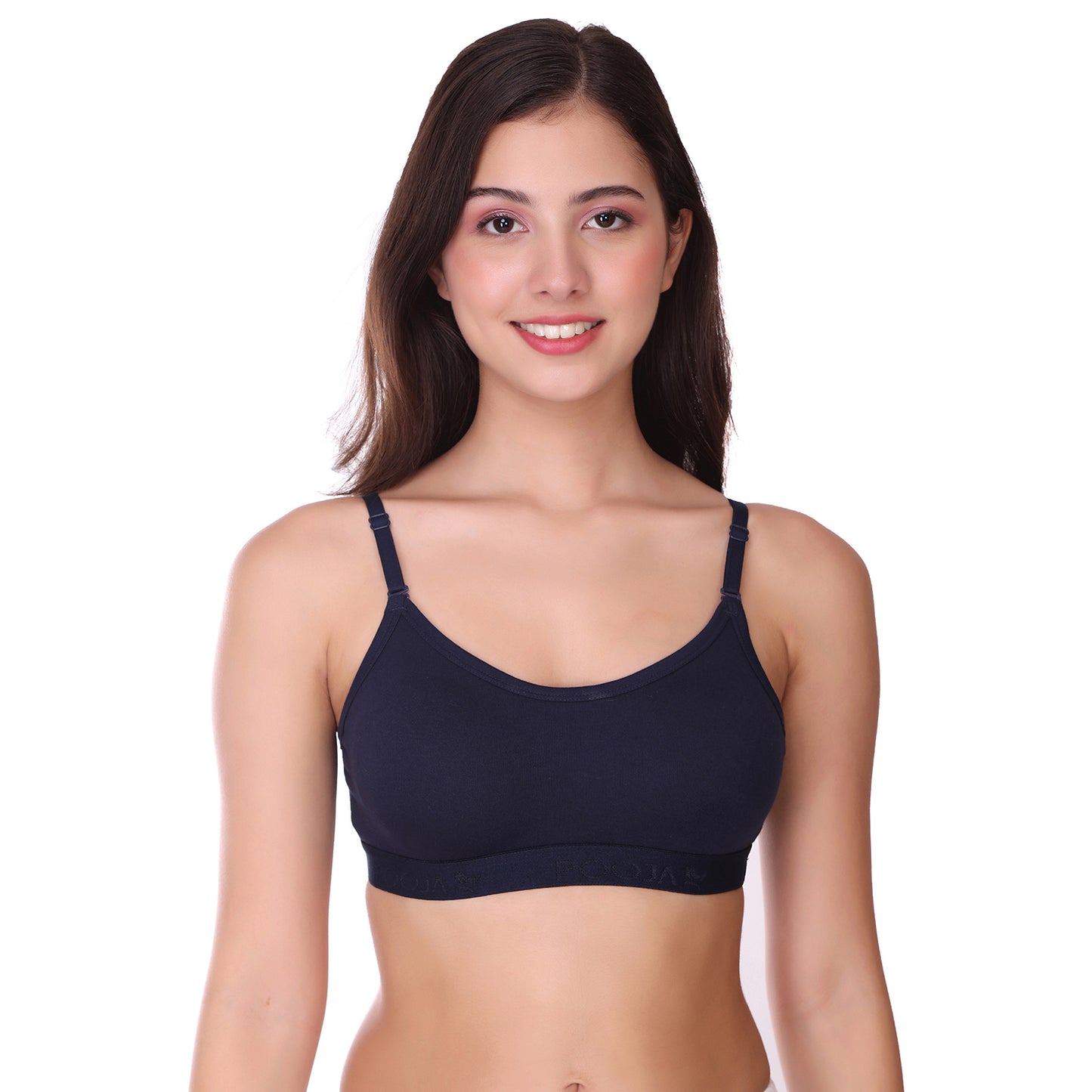 Pooja Ragenee Cotton Moulded Sports bra for Girls Navy Blue