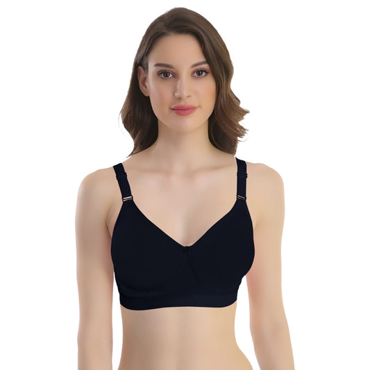 POOJA RAGENEE Seamless Moulded Non Padded Free Wired Comfortable Bra MQ3053D Navy Blue