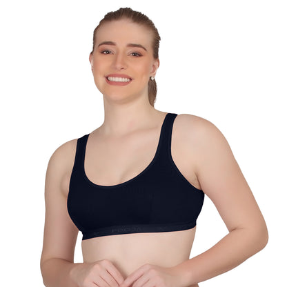 POOJA RAGENEE T-Shirt Bra Fitness & comfortable Smooth Fabric Sports Bra SQ1034 Navy Blue