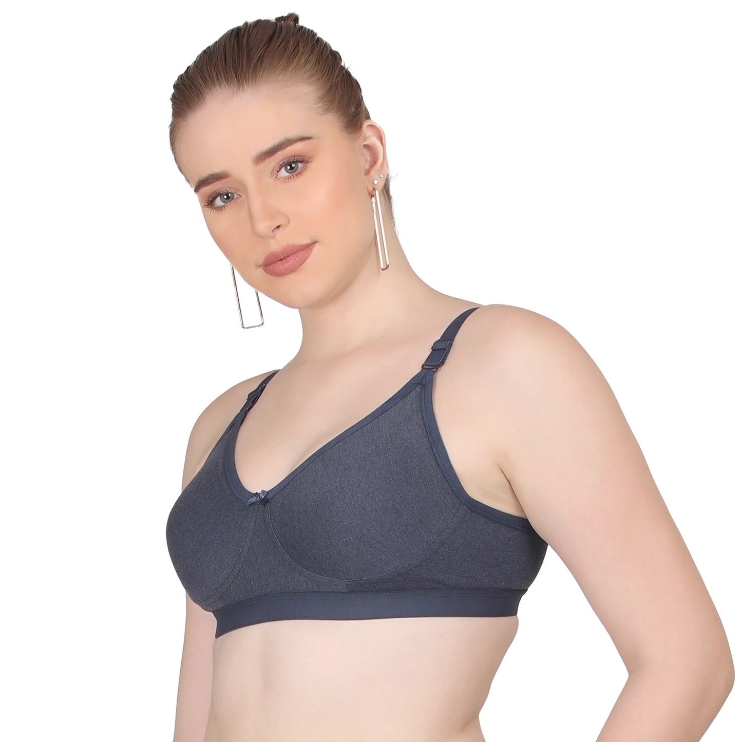 Pooja Ragenee Moulded Non Padded Smooth Cotton Lycra Bra MQ3049 Navy Blue