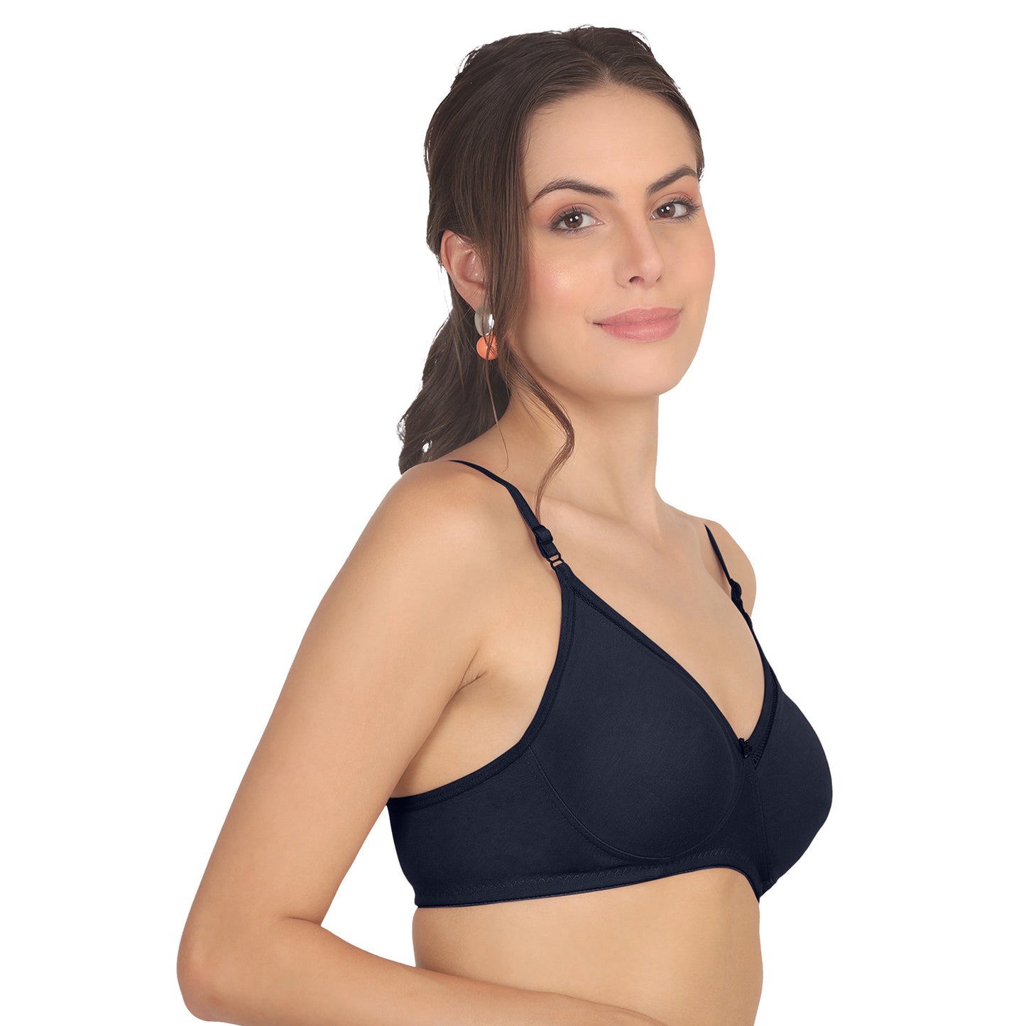 POOJA RAGENEE Moulded Non Padded Smooth Cotton Bra MQ3051 Navy Blue