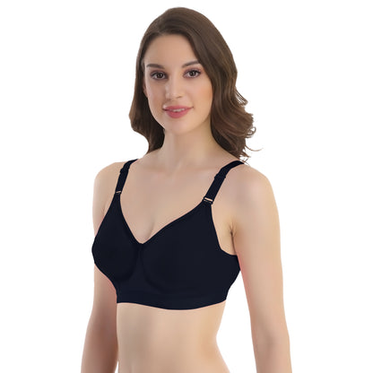 POOJA RAGENEE Seamless Moulded Non Padded Free Wired Comfortable Bra MQ3053D Navy Blue