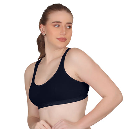 POOJA RAGENEE T-Shirt Bra Fitness & comfortable Smooth Fabric Sports Bra SQ1034 Navy Blue