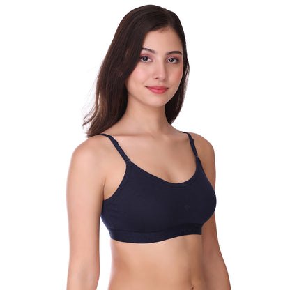 Pooja Ragenee Cotton Moulded Sports bra for Girls Navy Blue