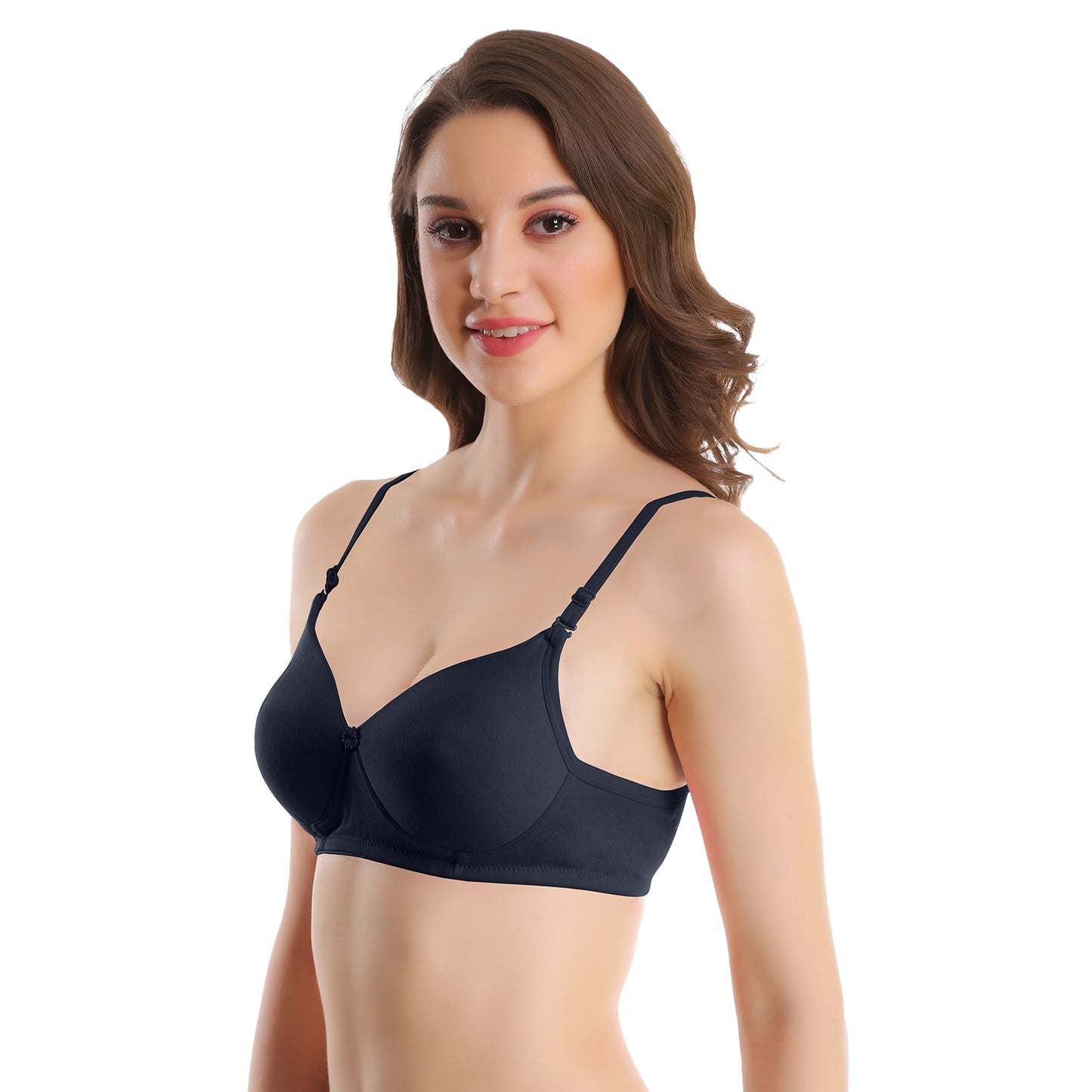 Pooja Ragenee Womens Full Coverage Padded Mould Cotton Bra FQ8005 Maroon-Navy Blue