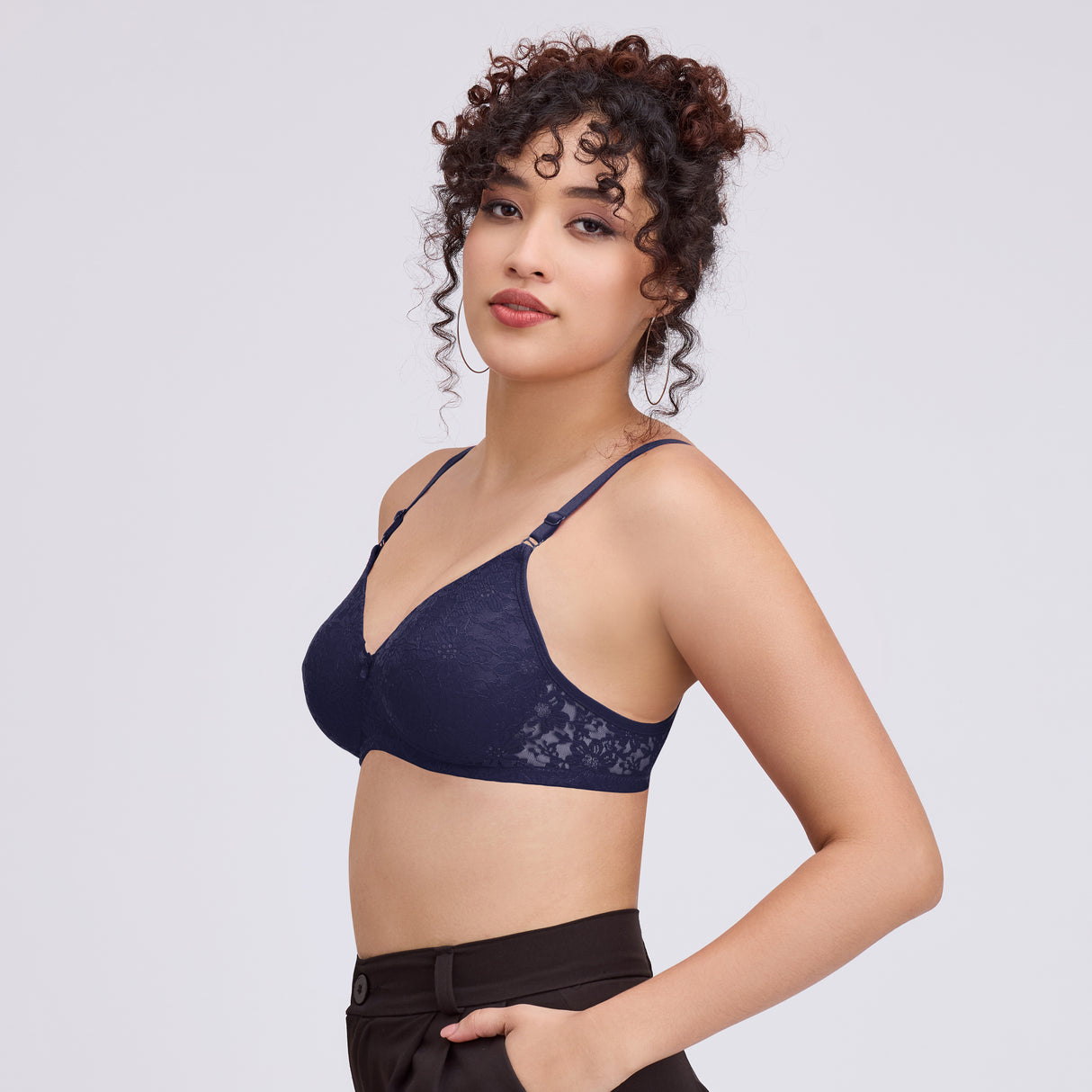 Net Padded Bra for Women|Comfortable Support|Stylish Lace Design FQ8010