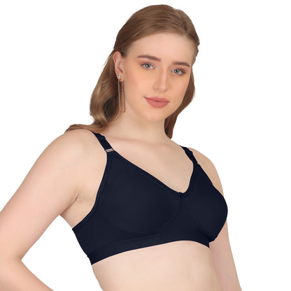 POOJA RAGENEE Seamless Moulded Non Padded Free Wired Comfortable Bra MQ3053 Navy Blue