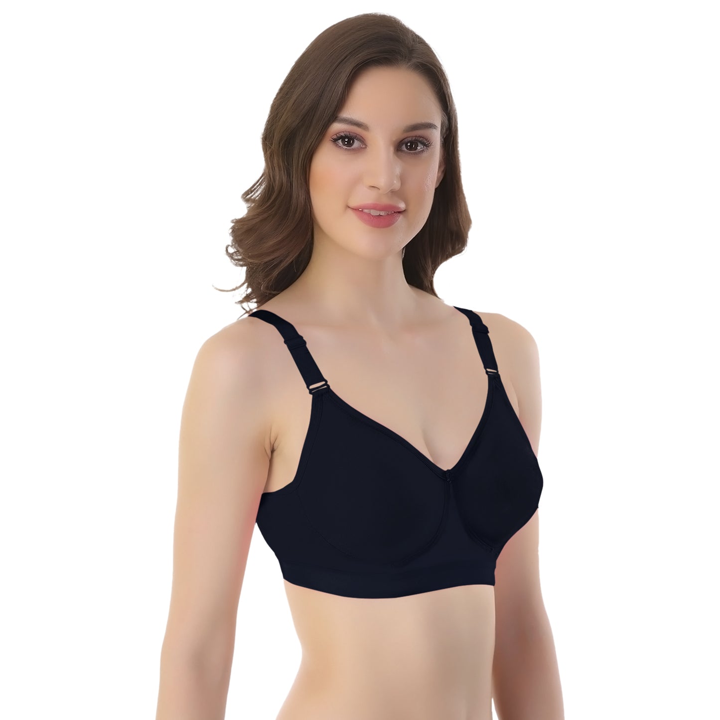 POOJA RAGENEE Seamless Moulded Non Padded Free Wired Comfortable Bra MQ3053D Navy Blue